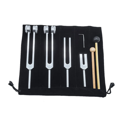 Healing Tuning Fork Set - 4 Pcs for Chakra Alignment, Sound Therapy & Stress Relief (128Hz, OM 136.1Hz, MI 528Hz, 4096Hz)