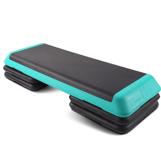 Aerobic Stepper 43’’ Platform with 4 Risers Health Club Size Step Exercise - Green with Rubber Cover