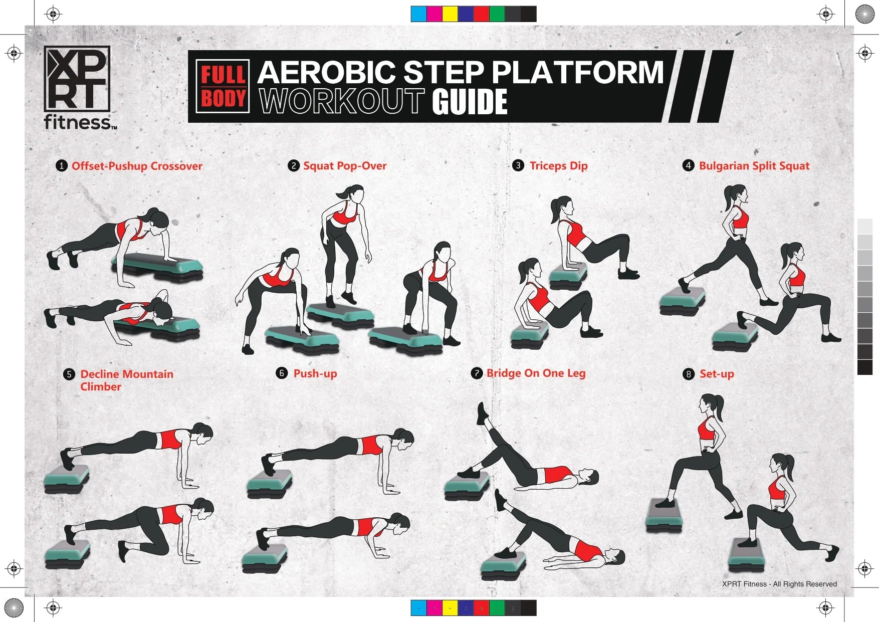 Aerobic Stepper 43’’ Platform with 4 Risers Health Club Size Step Exercise - Green with Rubber Cover