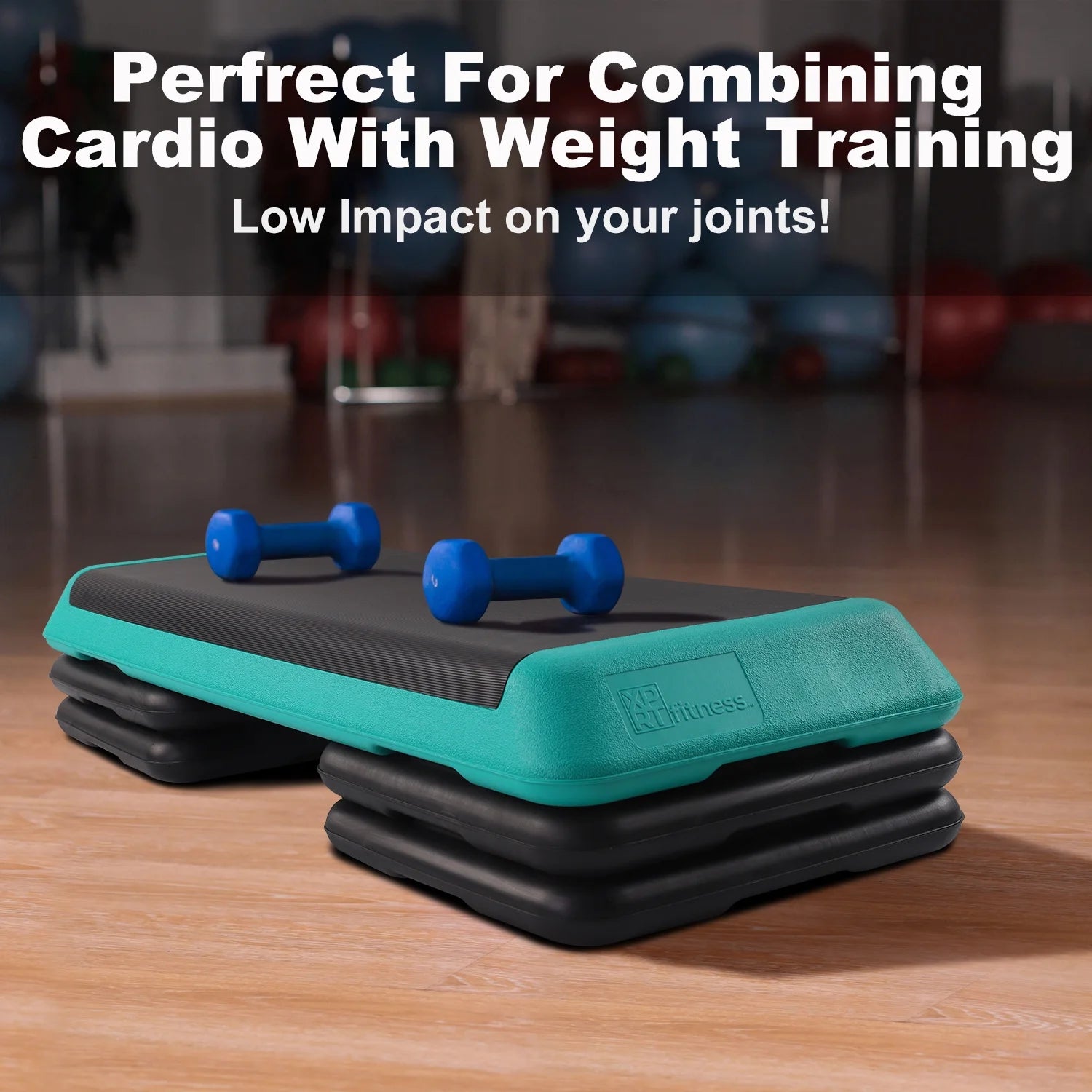 Aerobic Stepper 43’’ Platform with 4 Risers Health Club Size Step Exercise - Green with Rubber Cover